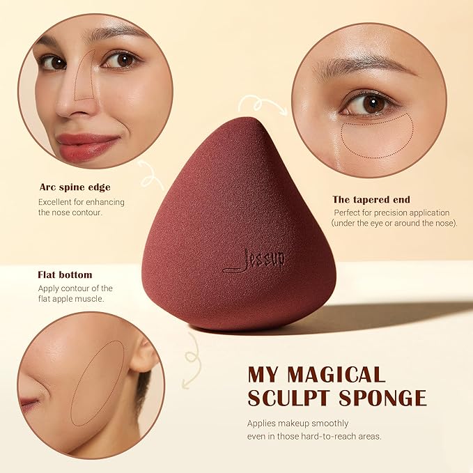 Jessup Makeup Brush Foundation Brush with Makeup Sponge 1pc Kabuki Brush for Liquid, Cream or Flawless Powder Cosmetic Face Boby Brush, T882-Velvo Beauty