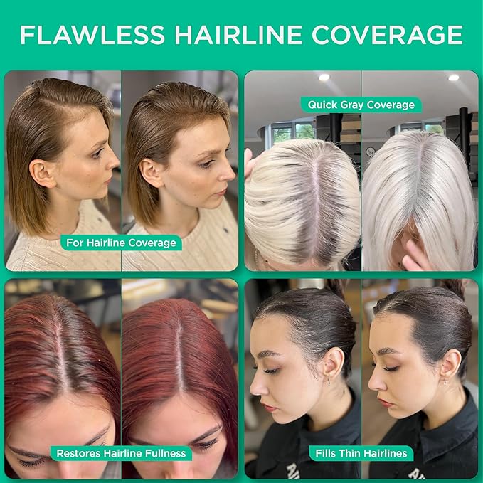 THICK FIBER Root Touch Up Powder, Cover Up Hairline for Thin- Water & Sweat Resistant Hair Loss Concealer Set with for Thinning Hair Women, Includes Brush (Grey)-Velvo Beauty