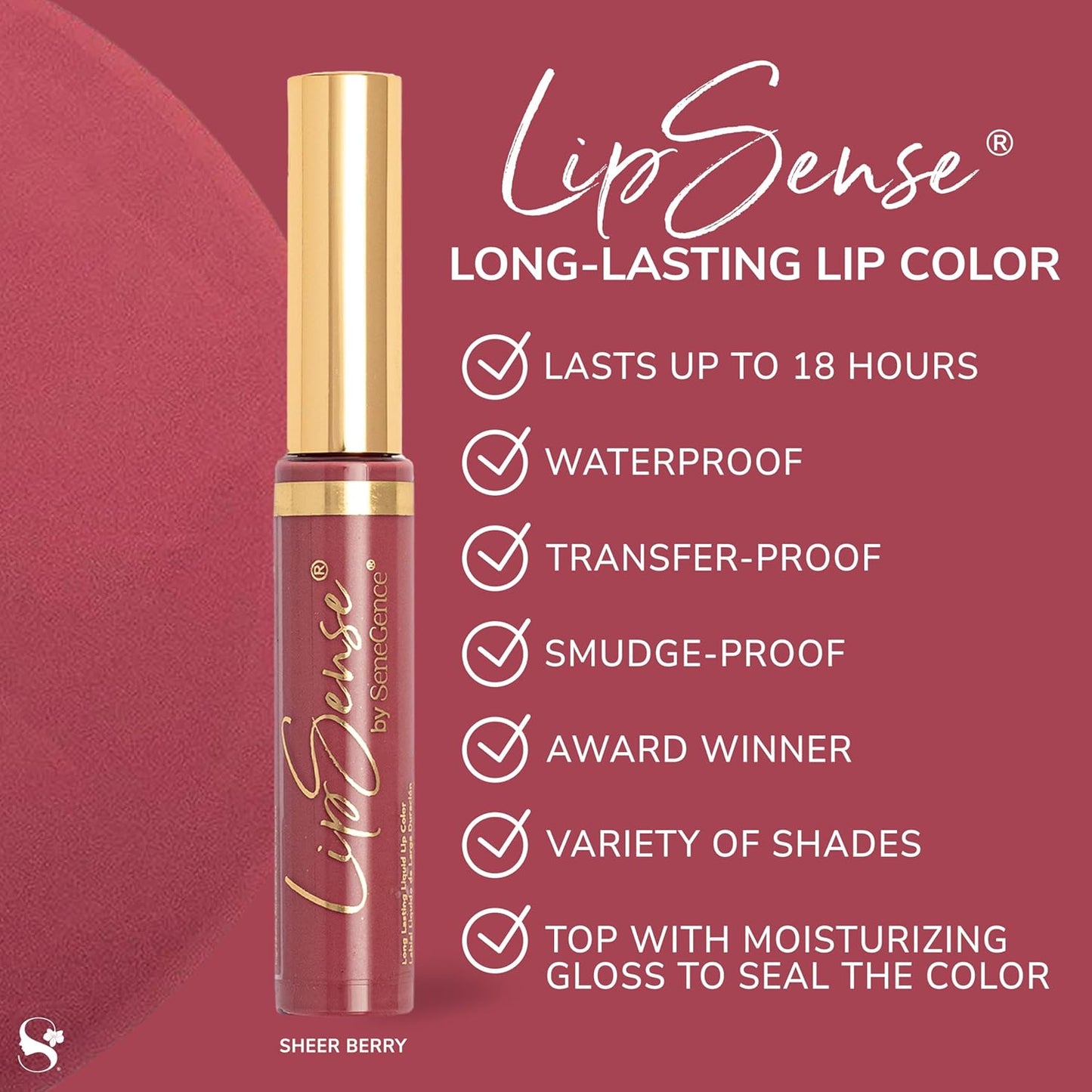 SeneGence LipSense Sheer Berry Liquid Lipstick and Glossy Clear Lip Gloss Duo – 18HR Wear, Hydrating, Waterproof, Transfer-Proof-Velvo Beauty