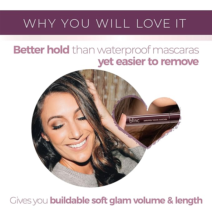 Blinc Amplified Tubing Mascara, Ultra-Longwearing Washable Mascara, Soft-Glam Volumizing, Lengthening and Defining Mascara, Gluten-Free and Cruelty-Free, 9mL / 0.30 Fl. OZ-Velvo Beauty