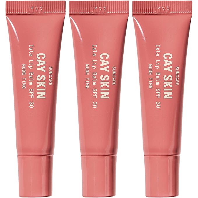 Cay Skin Isle Lip Balm SPF 30 – High Shine, Hydrating + Sheer Lip Gloss in Vanilla Brown Sugar Flavor – Formulated with Natural Ingredients for All Skin Tones – 3-Pack, Nude Ting-Velvo Beauty
