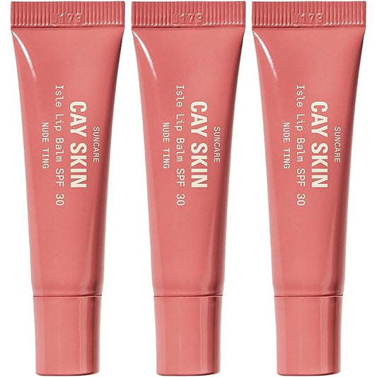 Cay Skin Isle Lip Balm SPF 30 – High Shine, Hydrating + Sheer Lip Gloss in Vanilla Brown Sugar Flavor – Formulated with Natural Ingredients for All Skin Tones – 3-Pack, Nude Ting-Velvo Beauty