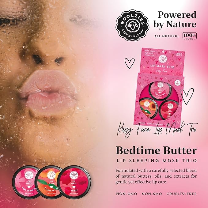 Overnight Lip Sleeping Masks Trio - Set of 3 All Natural Hydrating Lip Treatment - Overnight Repair for Soft, Smooth, Hydrated Lips (3 Pack, Kissy Face)-Velvo Beauty