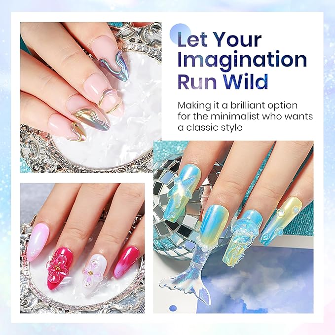 MIZHSE 2PCS Solid Builder Gel for Nails Kit: 30g/1oz Clear & Aurora Hard Gel for Nail with Nail Forms 3D Mold Soak off U V Builder Extension Gels for Women-Velvo Beauty