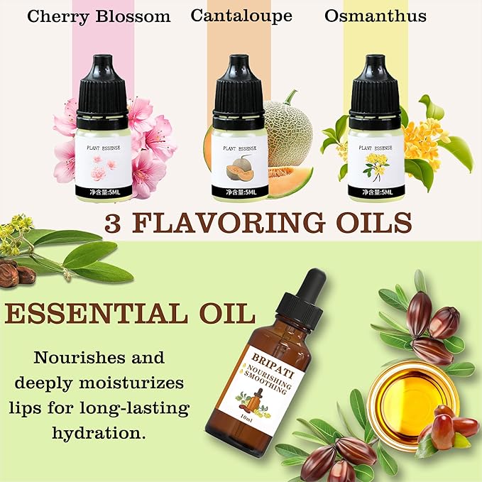 Lip Balm Making Kit - DIY Lip Gloss Kit to Make Your Own Lip Balm with Natural Beeswax, Lip Base Oil, Essential Oil, Tubes, Jars Lip Balm Craft Kit For Adults Girls Moisturizing Lip Care Kit-Velvo Beauty