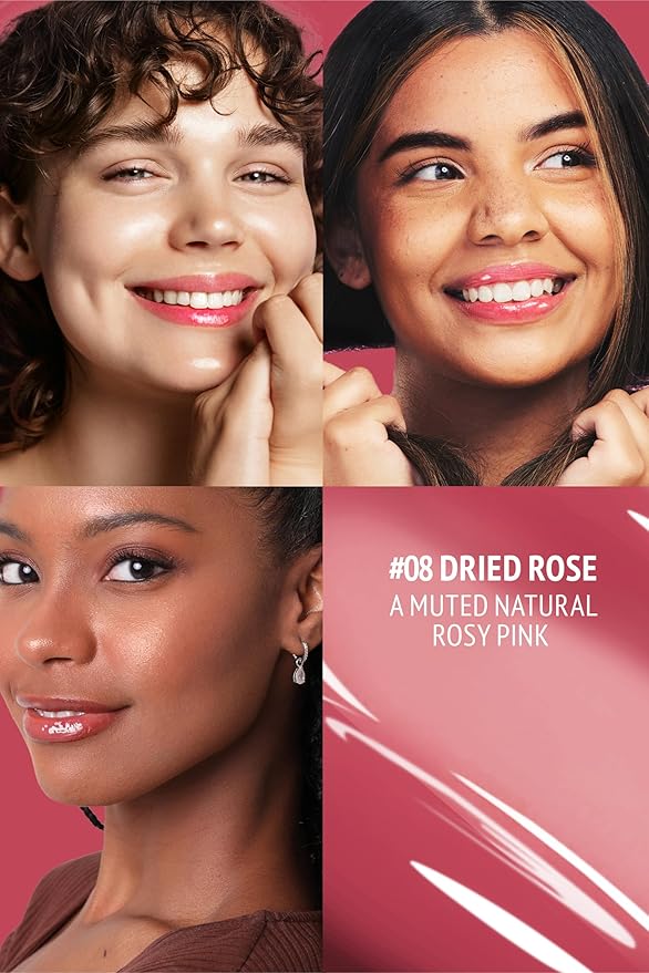 Veganize Collagen Lip Glass Balm | Hydrating Lip Balm in 9 Vibrant Colors | Moisturizing Lip Care Infused with Collagen Jelly Magic | No Animal Trial Lip Balm 0.06 oz (No. 8 Dried Rose)-Velvo Beauty