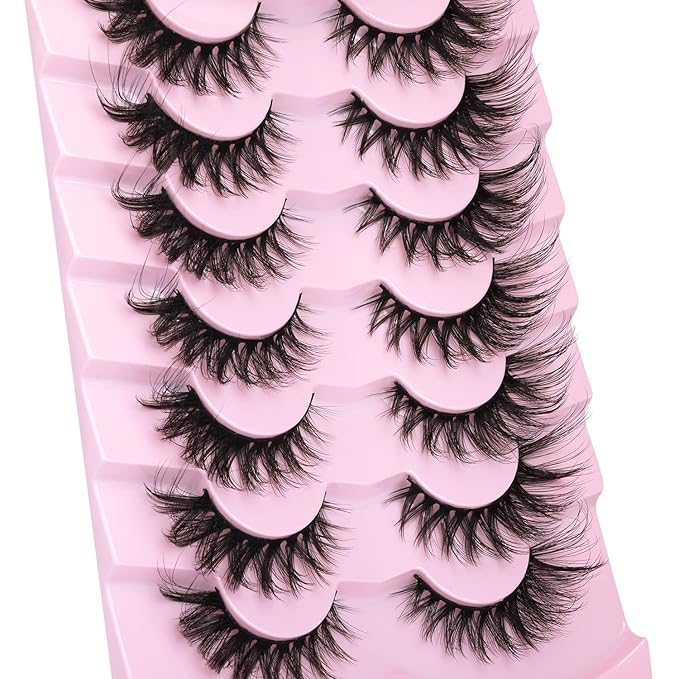 Fox Eye Lashes Faux mink Eyelashes Wispy Cat Eye Long False Eyelahses Dramatic Cross Full Volume Strip Lashes Pack 7 Pairs-Velvo Beauty