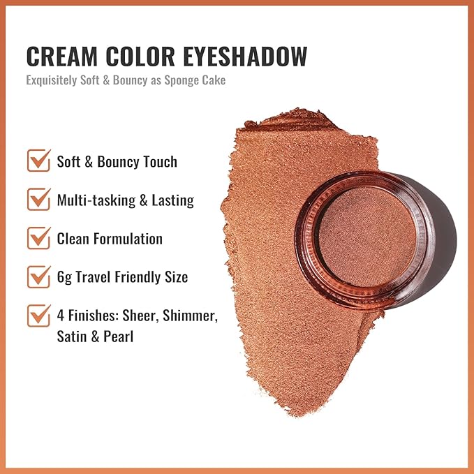 Oulac Copper Eyeshadow Cream - Highly Pigmented Natural Eyeshadow with Moisturizing Formula, Waterproof & Long Lasting, Shimmer Glitter Eye Makeup. 6g (20)-Velvo Beauty