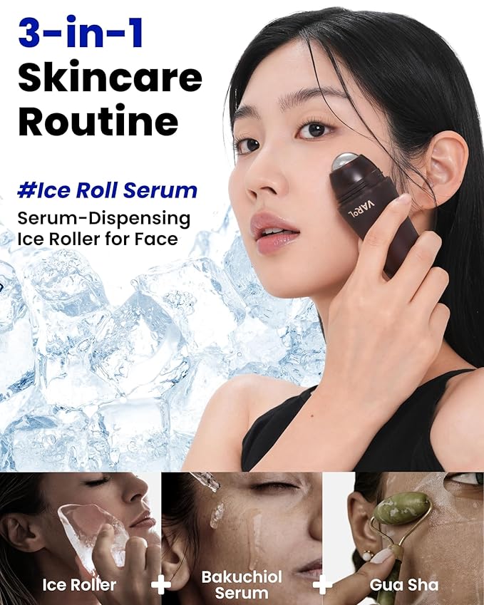 Ice Roll Serum | Cooling & Hydrating Roll-On Serum for Face, Puffy Eyes, Bakuchiol & Collagen for Firming & Lifting, Facial Roller for Depuffing, Under Eye Bag Treatment | Korean Skin Care-Velvo Beauty