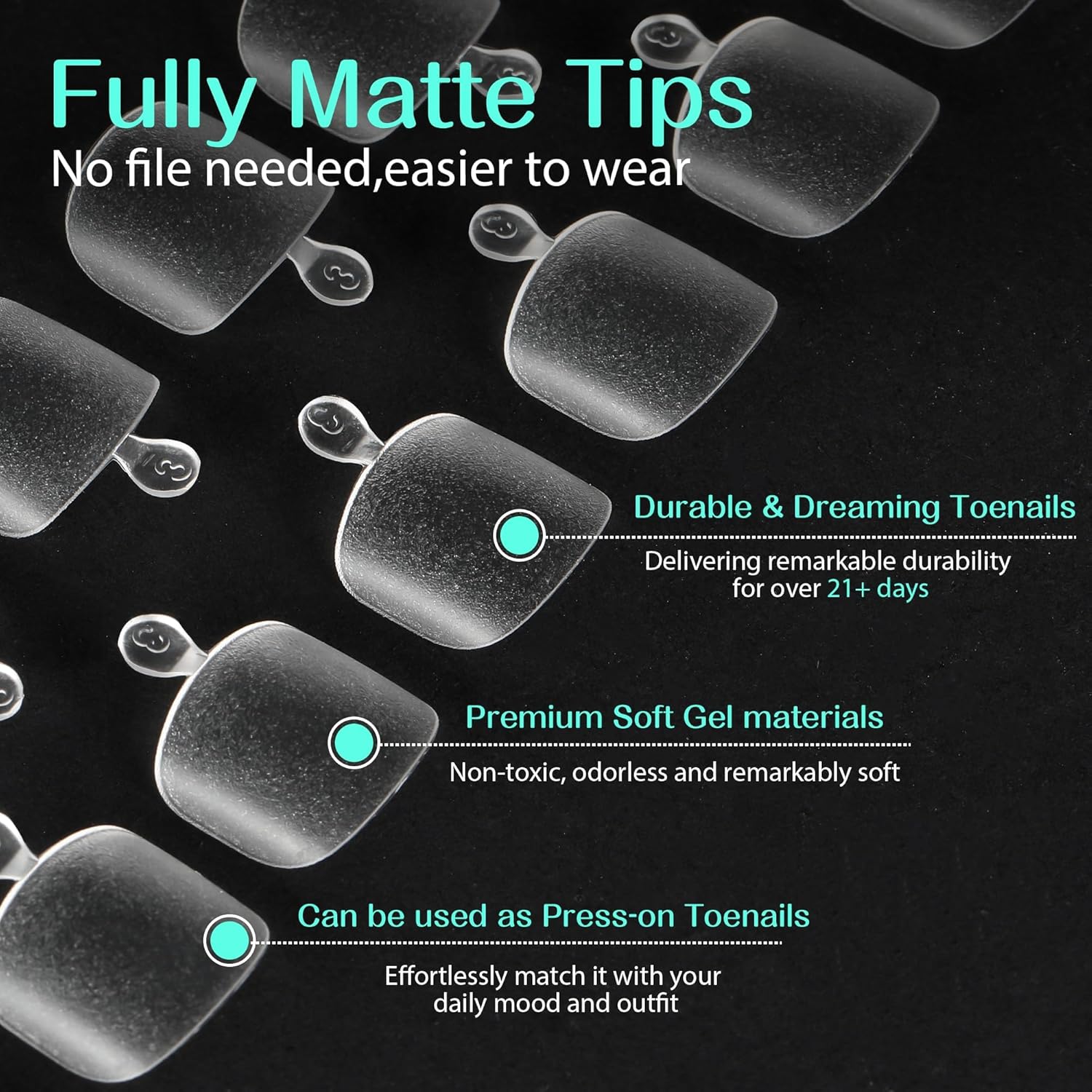 UNA GELLA Toe Nail Tips 312Pcs Short Square False Soft Gel Full Cover ToeNail Tips Matte Press on Fake Toenails 12 Sizes Pre-shape Acrylic Toenails Tips For Nail Extension Home DIY Nail Salon-Velvo Beauty