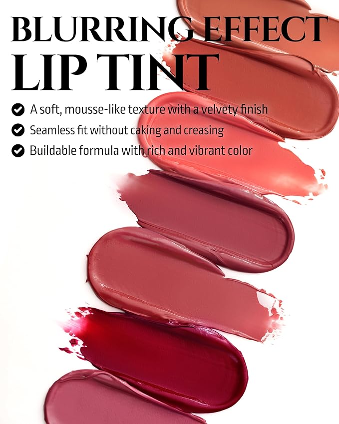 HEVVYMAKEUP Blurring Effect Lip Tint - Airy Velvet Matte Lips - Vegan, Longwear, Vibrant, Buildable Creamy Soft Texture - Korean Lip Makeup, Peach Please, 0.13 fl.oz.-Velvo Beauty