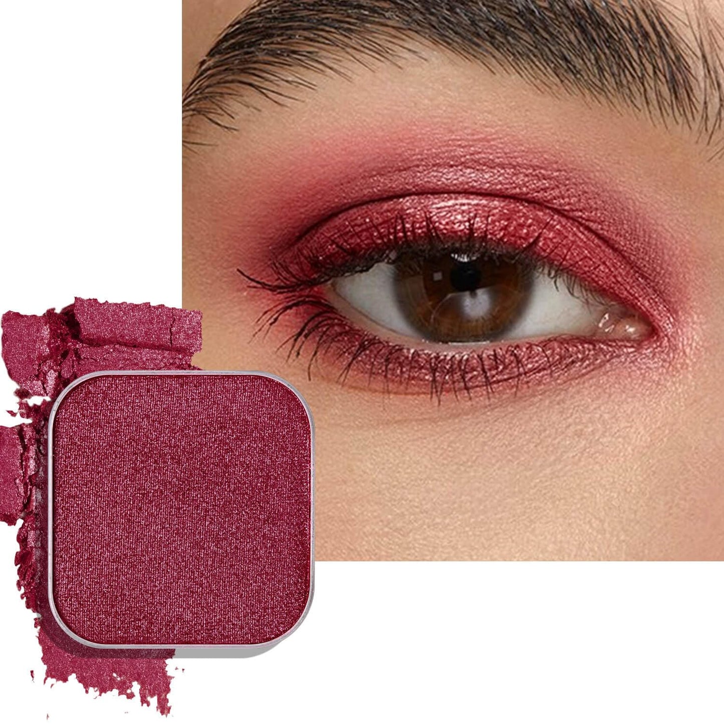 Shimmer Single Eyeshadow Refill – Plum Coloring, High Pigment, Long-lasting, No Fallout – Single Pan with Metal Base, Compatible with Magnetic Palettes – Eyeshadow Pan for DIY Makeup-Velvo Beauty