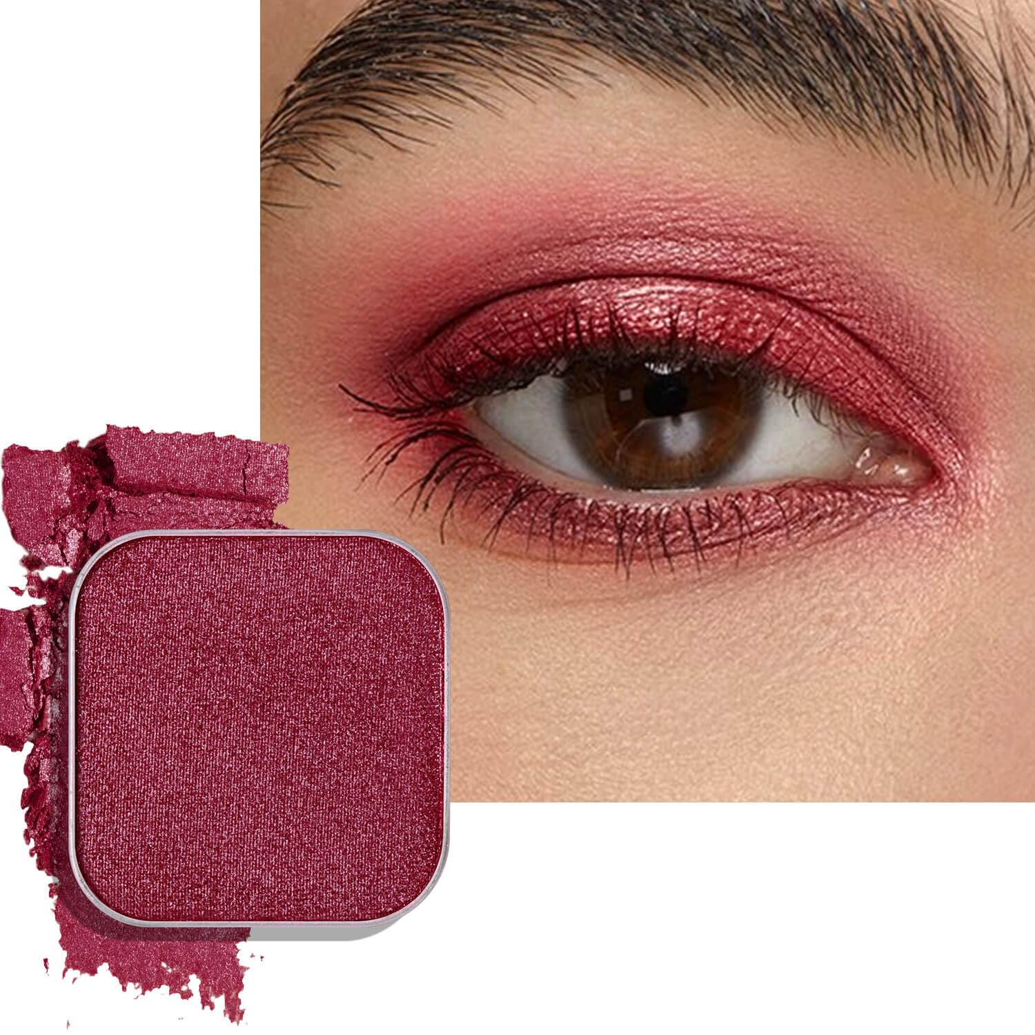 Shimmer Single Eyeshadow Refill – Plum Coloring, High Pigment, Long-lasting, No Fallout – Single Pan with Metal Base, Compatible with Magnetic Palettes – Eyeshadow Pan for DIY Makeup-Velvo Beauty