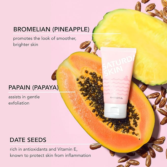 Saturday Skin Rub-A-Dub Refining Peel Gel Facial Cleansing Gels, Facial Polishes Washes with Natural Fruit Enzymes, Gentle Exfoliator Scrub for All Skin Types, Korean Skin Care (2.53 Fl. Oz. (75ml))-Velvo Beauty
