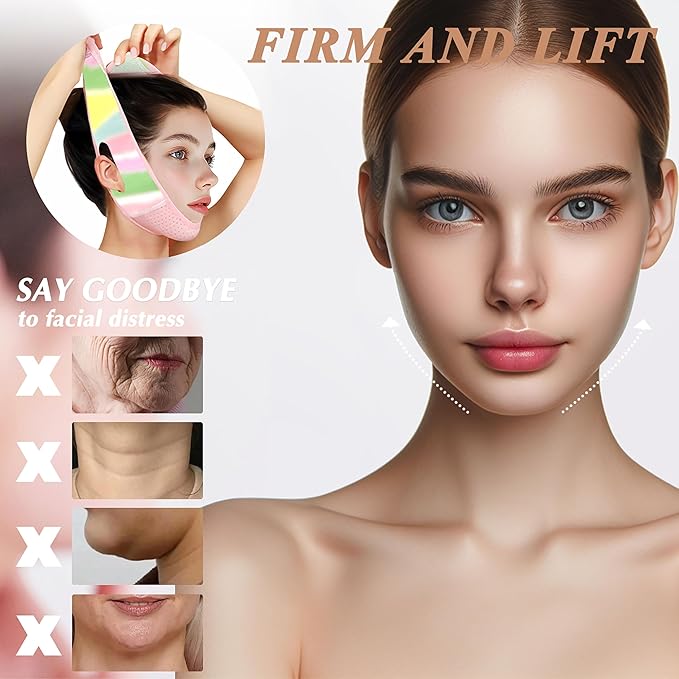 Reusable V Line Lifting Mask with Chin Strap, V Shaped Face Mask for Sagging, Jaw Exerciser (Colorful)-Velvo Beauty