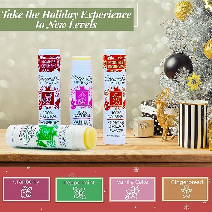 100% Natural Lip Balm Set - Beeswax Natural Christmas Gifts for Her - Ideal Gift for Women - Lip Moisturizer for Dry Lips, Cocoa Butter - Petroleum Free Pack of 8-Velvo Beauty