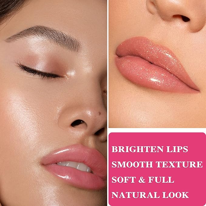 6 PCS Clear Glass Hydrating Lip Gloss Set,Essence Lip Stick Jelly Toothed Lip,Plumping Lip Oil Long Lasting Moisture,Lip Treatment,Lip Balm Kit,Lip Stains For Women,Lip Makeup-Velvo Beauty