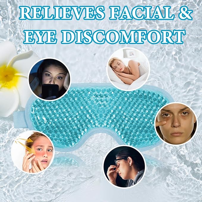 Cold Face Eye Mask Ice Pack for Dark Circles,Eye SPA,Pressure,Cooling Face Masks for Women Sleeping,Skin Care Gel Beads Hot Cold Use Ice Facial Mask-Velvo Beauty