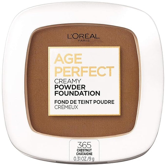 L’Oréal Paris Age Perfect Creamy Powder Foundation Compact, 365 Chestnut, 0.31 Ounce-Velvo Beauty