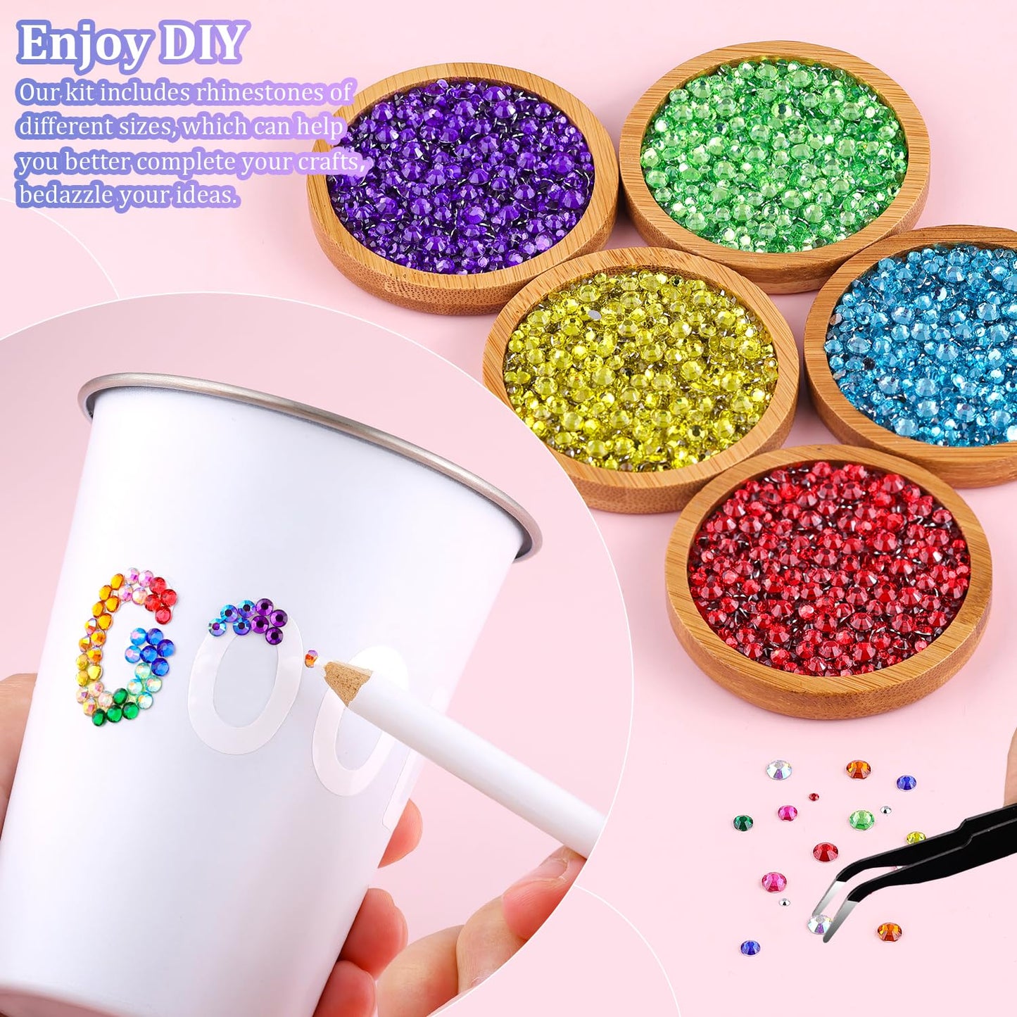 22000Pcs Resin Rhinestones for Bedazzling with Tweezers, Multicolor 2/3/4mm Rhinestones for Crafting with 3Pcs 10ml B7000 Jewelry Glue for DIY Crafts Clothing Tumblers Shoes Fabric Nail Art-Velvo Beauty