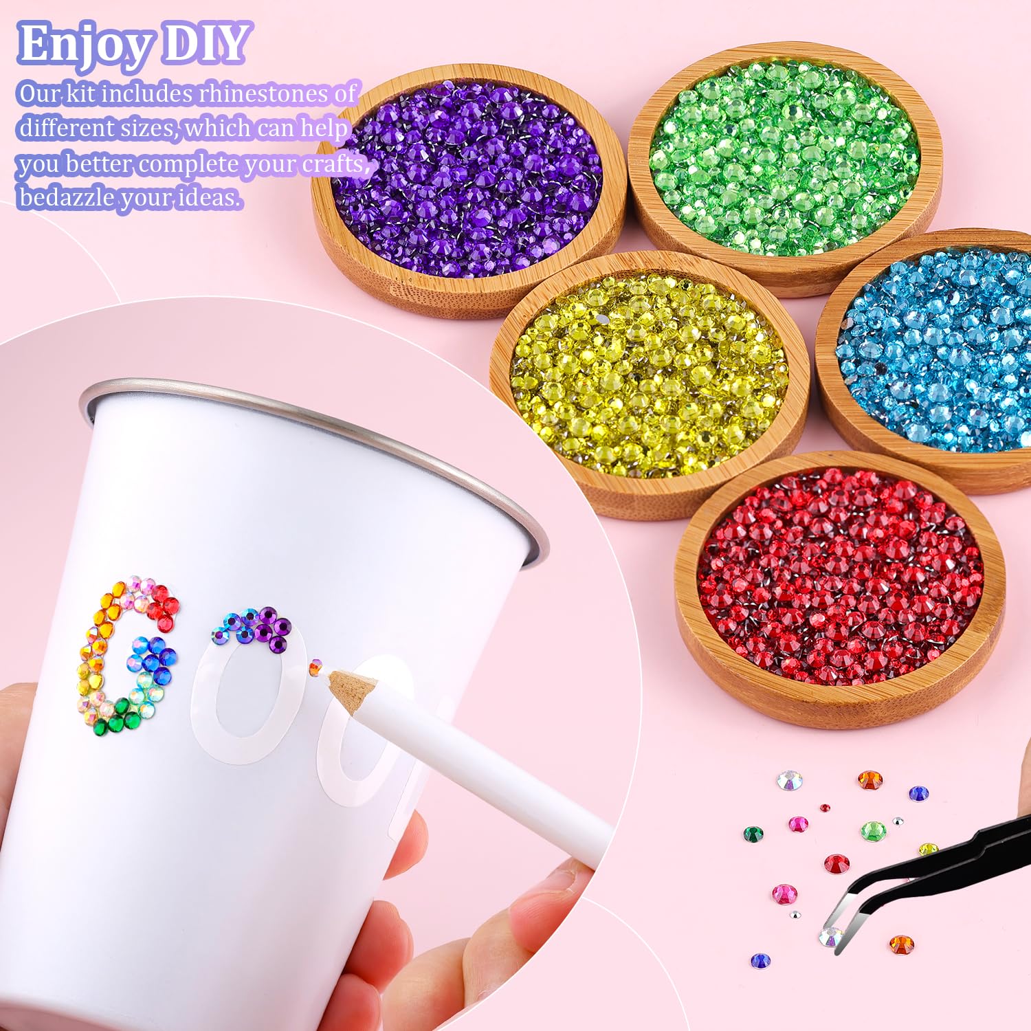 22000Pcs Resin Rhinestones for Bedazzling with Tweezers, Multicolor 2/3/4mm Rhinestones for Crafting with 3Pcs 10ml B7000 Jewelry Glue for DIY Crafts Clothing Tumblers Shoes Fabric Nail Art-Velvo Beauty