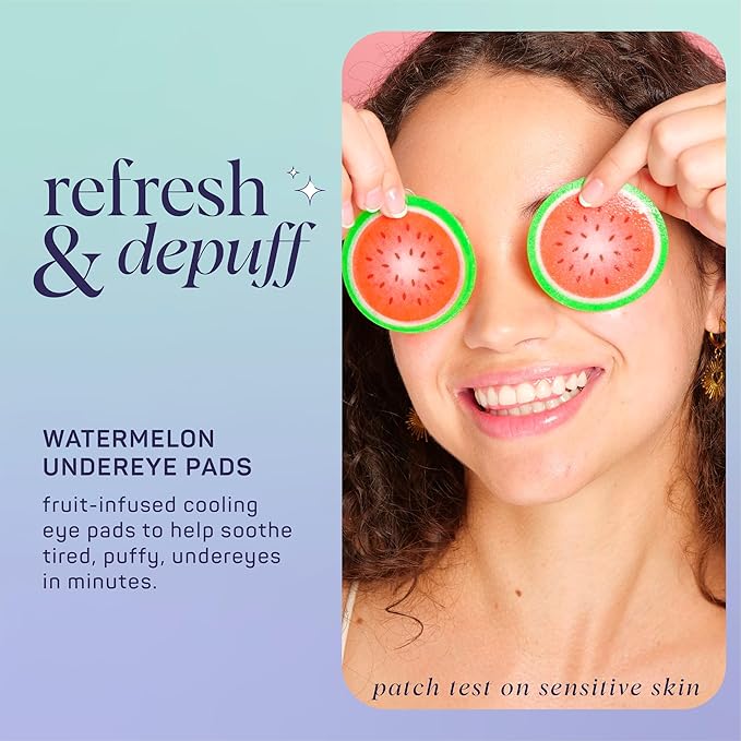 SpaLife Watermelon Cooling Eye Pads, 48 Hydrating Under Eye Patches for Puffiness, Dark Circles, and Tired Eyes, Infused with Hyaluronic Acid, Glycerin, and Vitamin C, Fruity Scent-Velvo Beauty