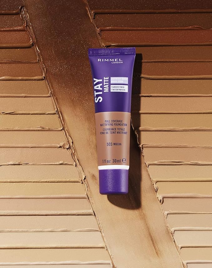 Rimmel London Stay Matte Liquid Mousse - 203 True Beige - Foundation, Lightweight, Shine Control, Oil-Free, 1oz-Velvo Beauty