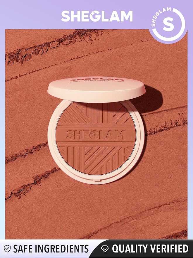 SHEGLAM Divine Flush Matte Blush Powder Highly Pigmented Non-Fading Long Lasting Glowing Lightweight Natural Blush Face Makeup-Good Vibes