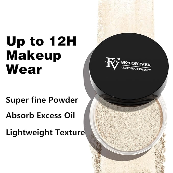 FV Baking Powder, Lightweight Loose Smooth Ivory Setting Powder Highlighter Poreless Longwearing Matte Waterproof Oil Absorb Makeup Powder for Setting with No Flashback 0.35oz(10g)-Velvo Beauty