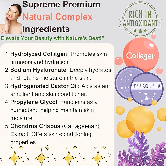 Under Eye Patches (60PCS) Under Eye Mask Collagen, Antioxidants & Hyaluronic Acid Collagen, Under Eye Wrinkle Eye Gels Pads, Anti-Aging Eye Mask Reduce Dark Circles, Puffiness Undereye Bags, Wrinkles-Velvo Beauty