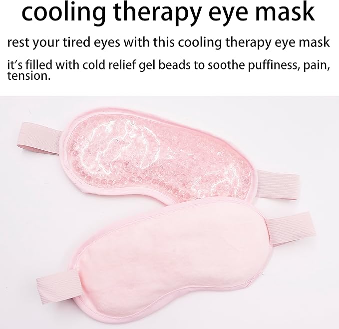 Gel Gel Eye Mask, Cooling Eye Mask Reusable Eye Ice Pack Under Eye Patches, Eye Hot Cold Treatment Pack for Redness, Pain Relief and Eye Relax (Pink - 2count)-Velvo Beauty