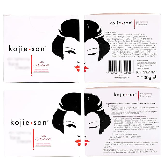 Kojie San Skincare Bundle - Facial Brightening Set with 2 Bars of Kojic Acid Soap, Face Cream & Exfoliating Face Brush-Velvo Beauty