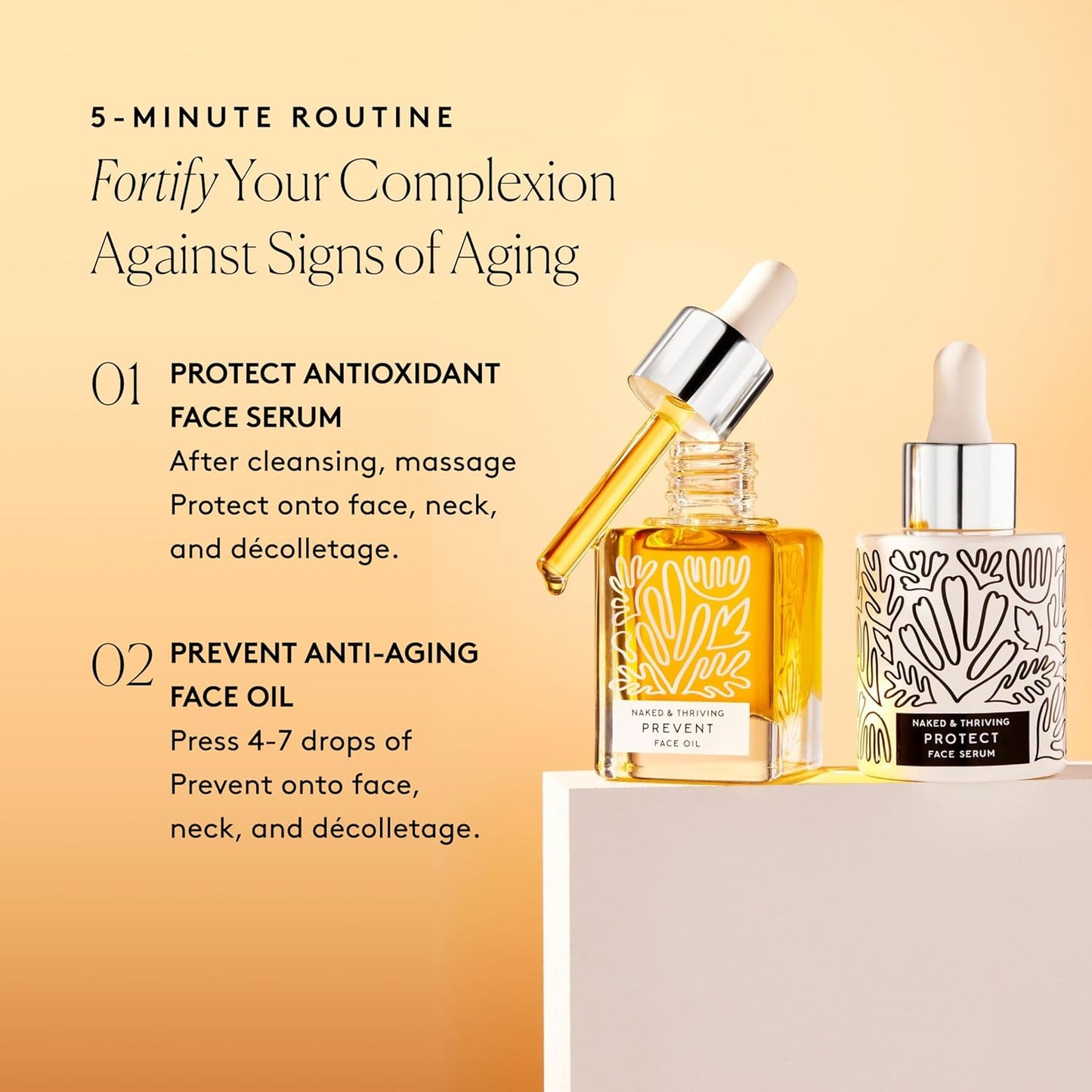 Naked & Thriving Limited Edition Day Set | Protect Antioxidant Day Serum (30 mL) + Prevent Anti-Aging Face Oil (35 mL) with Hyaluronic Acid, Moringa and Rosehip Oil | 65 mL/2.18 fl oz (Set of 2)-Velvo Beauty