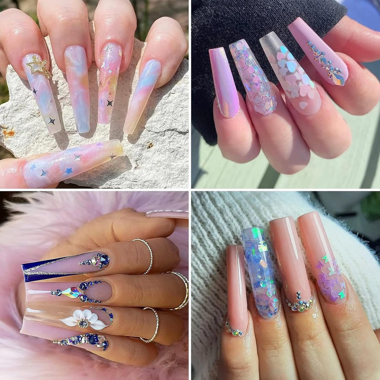 Ranrose 120PCS Extra Long Half Nail Tips,XXL Super Long Half Cover Deep C Curve False Nails 12 Sizes Tapered Square Press on Nails with Box-Velvo Beauty