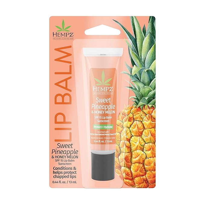 Hempz SPF 15 Lip Balm, Sweet Pineapple & Honey Melon Herbal Soothing Lip Care, for Men or Women .44 oz.-Velvo Beauty