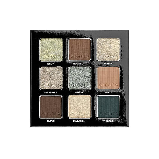Sigma Beauty On-the-Go Eyeshadow Palette - Ivy - 9 Bold Eyeshadow Shades in Matte, Shimmer and Metalic Finishes - Highly Pigmented Vegan Eye Makeup Palette - Clean Beauty Products-Velvo Beauty