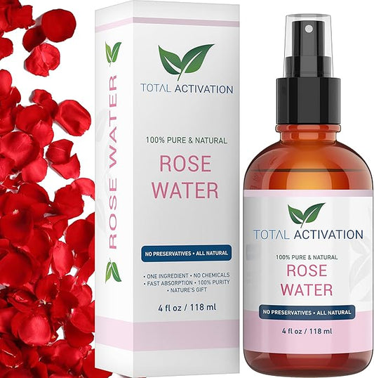 Large 4 oz 100% Pure, Organic Moroccan Rose Water Spray Face Toner, Skin Body Hair Spray, Eye Makeup Remover Alcohol Free Toner Minimizes Scar Hydrating Soothing Mist for Dry Oily Combination Skin-Velvo Beauty
