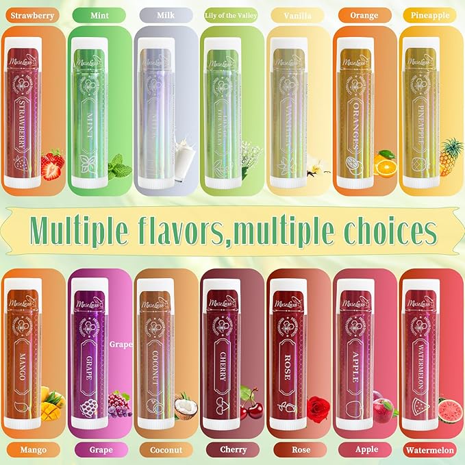 28 Pack Lip Balm,Natural Lip Balm Bulk with Vitamin E and Coconut Oil,14 Flavored Lip Balm Set, Lip Care Product, Moisturizing & Soothing Chapped Lips,Bulk Gifts for Women Party Favors-Velvo Beauty