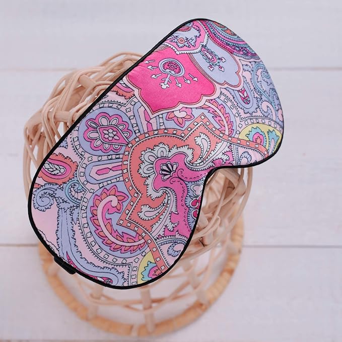 100% Pure Silk Eye Mask Sleep Eye Mask Eye Cover Eyeshade Sleeping Eye Mask Printed Colors (#12)-Velvo Beauty