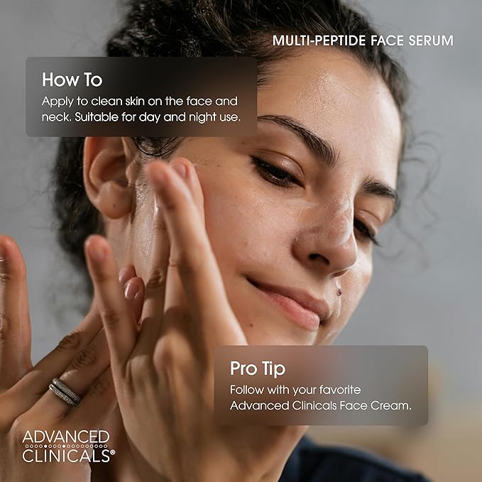 Advanced Clinicals Multi Peptides Serum For Face | Visible Anti Aging Hydrating Collagen Peptide Facial Serum With Vitamin E Helps Improve Look Of Wrinkles, Puffiness, & Uneven Skin Tone, 2-Pack-Velvo Beauty