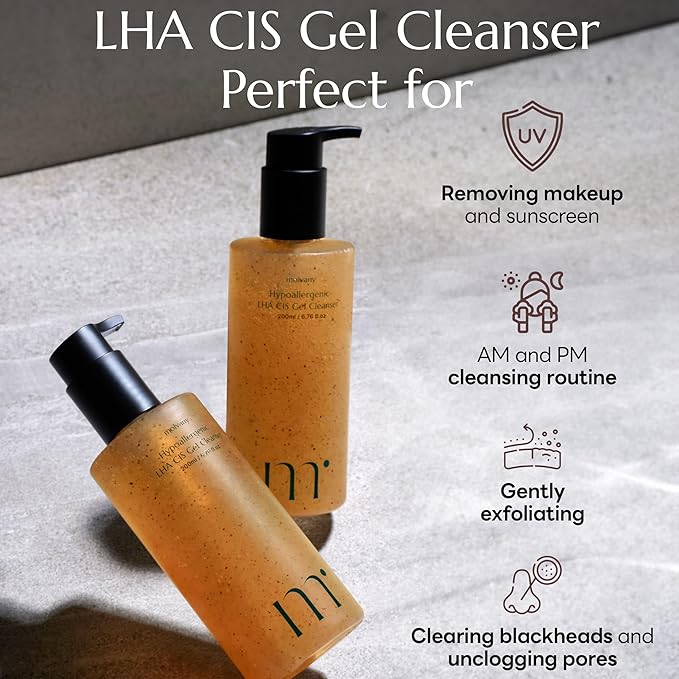 LHA CIS Gel Cleanser - Low pH Korean Facial Wash Skincare for Pore Shrinking, Face Moisturizing, Makeup, Whitehead & Blackhead Remover - 6.76 fl. oz-Velvo Beauty