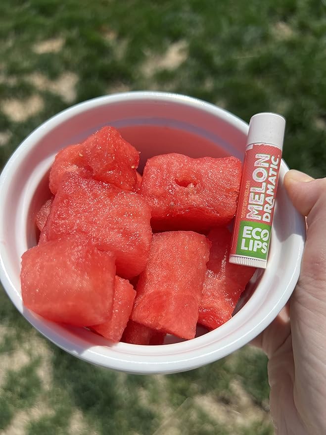 Eco Lips Freshly Squeezed Organic Fruit Lip Balms - Citrus Got Real (Lemon/Lime), Melondramatic (Watermelon), Jam Packed (Strawberry) Plastic-Free Plant Pod 6-pack by Eco Lips 100% Natural.-Velvo Beauty