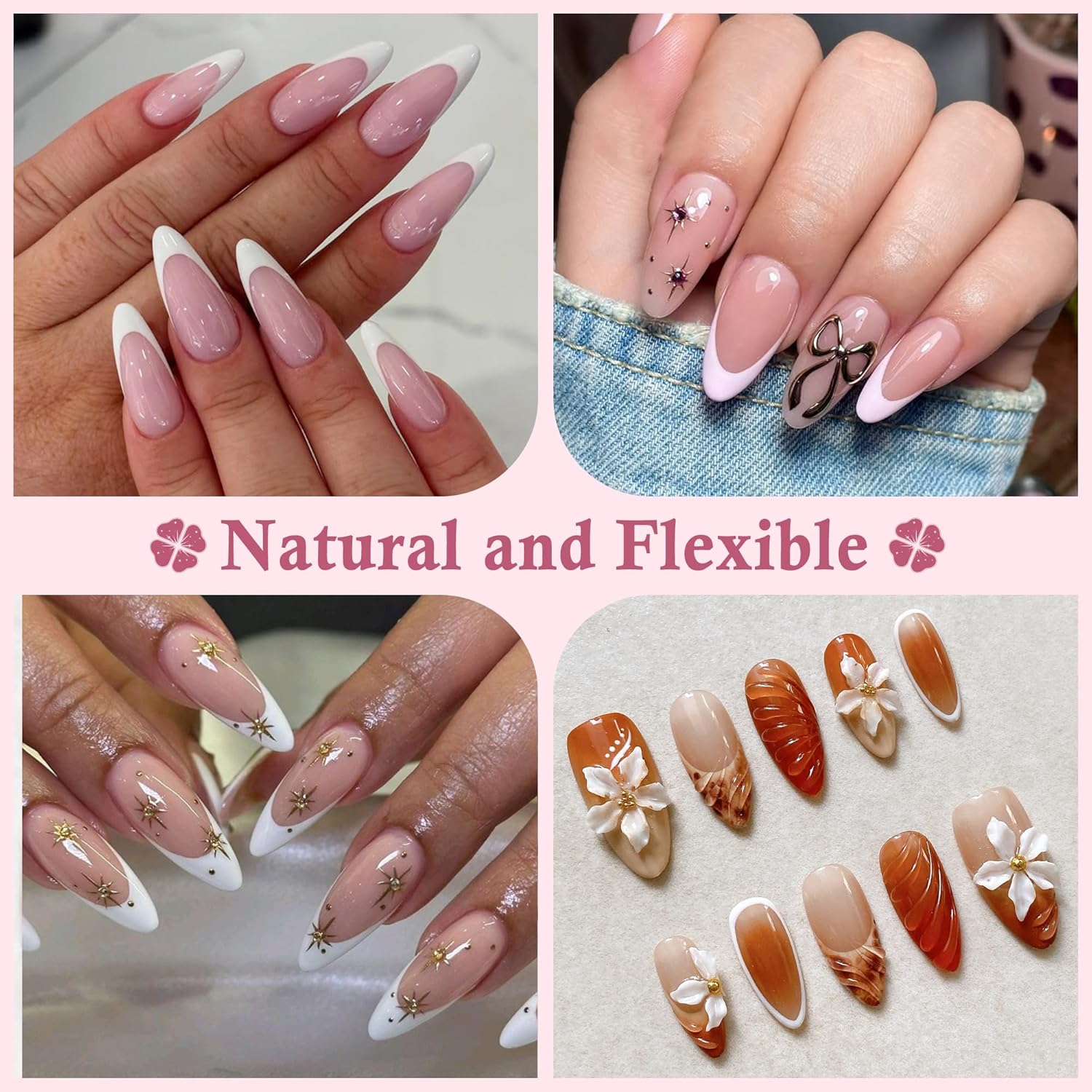 Medium Almond Nail Tips, 504pcs Soft Gel Pre-Filed Acrylic Almond Fake Nails, Half Matte Full Cover Clear Press on Flase Nail Tips for Nail Extension Home DIY 12 Sizes-Velvo Beauty