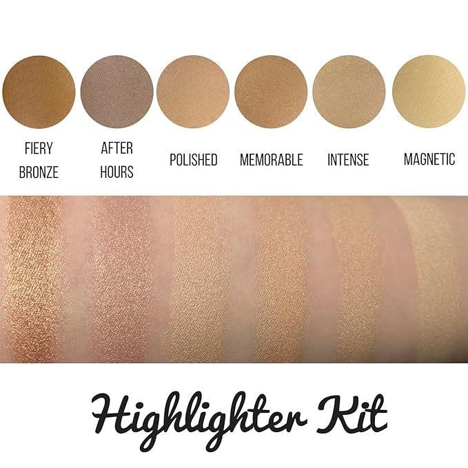 Makeup Highlighter Palette – Beauty Junkees Powder Highlighter Makeup Palette 6 Shades Glow Kit, Face Highlight Make Up Set for Beginners, Professional Quality, Paraben Gluten Cruelty Free Cosmetics-Velvo Beauty