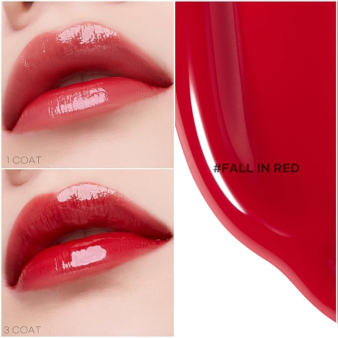 JUNG SAEM MOOL LIP-PRESSION Glow Lasting Tint 0.14 Fl Oz, Water-In-Oil Gloss Tint for Hydrated, Plump Lips, Non-Sticky Comfortable Fit for Radiant Lip Stain, Korean Lip Makeup (Fall in Red)-Velvo Beauty