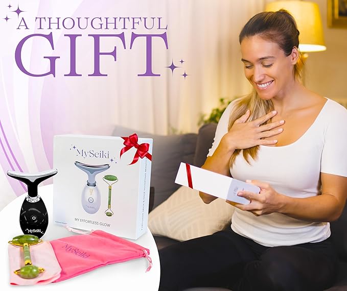 7 LED Light Beauty Tool – Face and Neck Massager with Jade Roller, Case, Black-Velvo Beauty