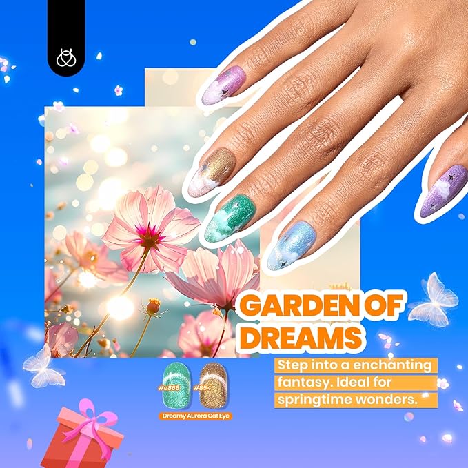 Beetles Cat Eye Gel Nail Polish Set-36 Colors Red Purple Brown Green Burgundy Magnetic Gel Nail Polish with Base Gel Glossy Matte Top Coat Magnet,Soak off UV Nail Gel DIY Nail Art Gift for Women-Velvo Beauty