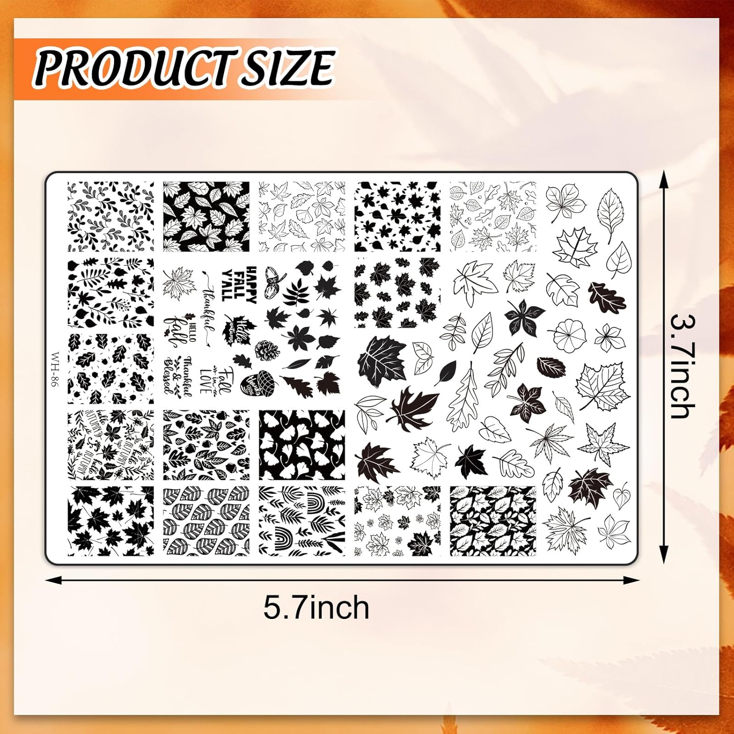 2 Sheet Fall Thanksgiving Nail Art Stamping Plate Kit Assorted Pumpkins Maple Leaves Autumn Blessing Collection Nail Art Plate for Holiday DIY Print Manicure Salon, 5.7 x 3.7inch-Velvo Beauty