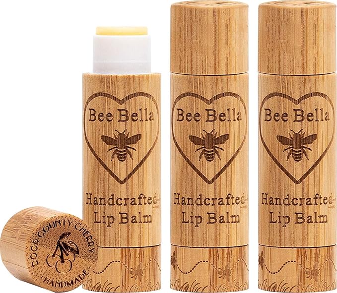 Bee Bella Lip Balm, Cherry, 3 Pack - Hydrating, Moisturizing Lip Care, 100% Natural, Original Organic Beeswax with Vitamin E, Handmade in USA-Velvo Beauty