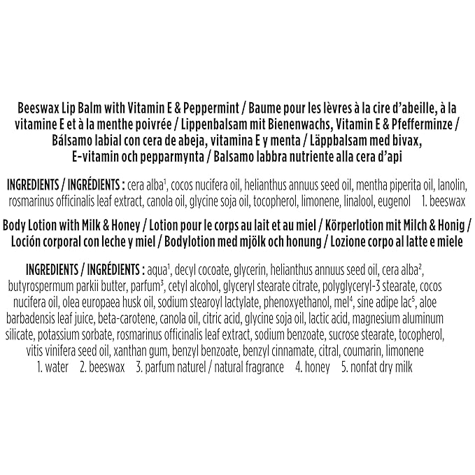 Burt's Bees Hive Favorites Beeswax Holiday Gift Set, Beeswax Lip Balm and Travel Size Body Lotion with Milk and Honey-Velvo Beauty